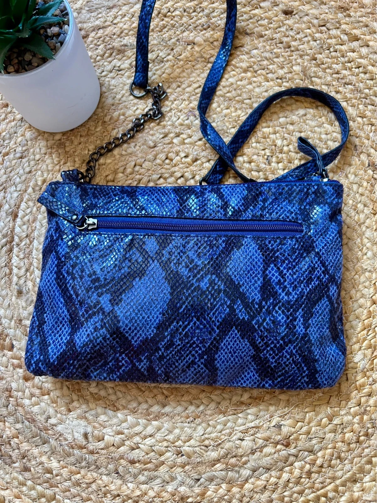 💙🐍Bolsa transversal python azul vintage Y2K glam rock chic com estampa animal crossbody clutch bag🐍🖤 – photo 5